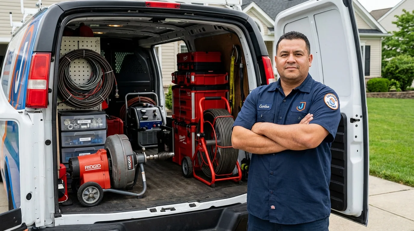 Professional drain cleaning equipment and Johns Plumbing LLC plumber in Huntertown