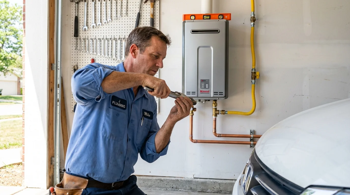Tankless water heater installation by a Johns Plumbing LLC plumber in Huntertown